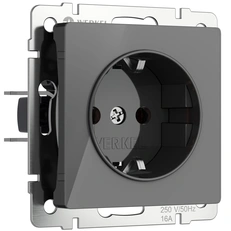 Изображение Розетка с заземлением и шторками (графит акрил) W1171144
